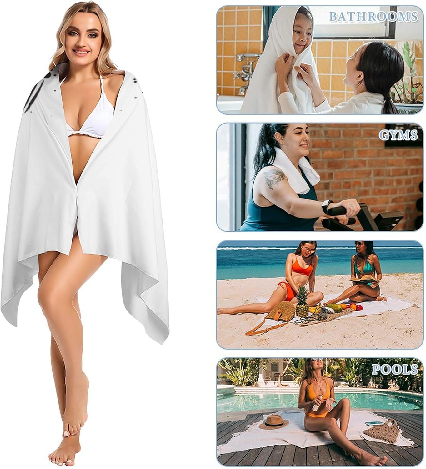 America & Japan Flag Yin-yang Bath Towel Beach Towels Quick Dry Oversized Bath Blanket Highly Absorbent Towel for Women Men 160x80cm