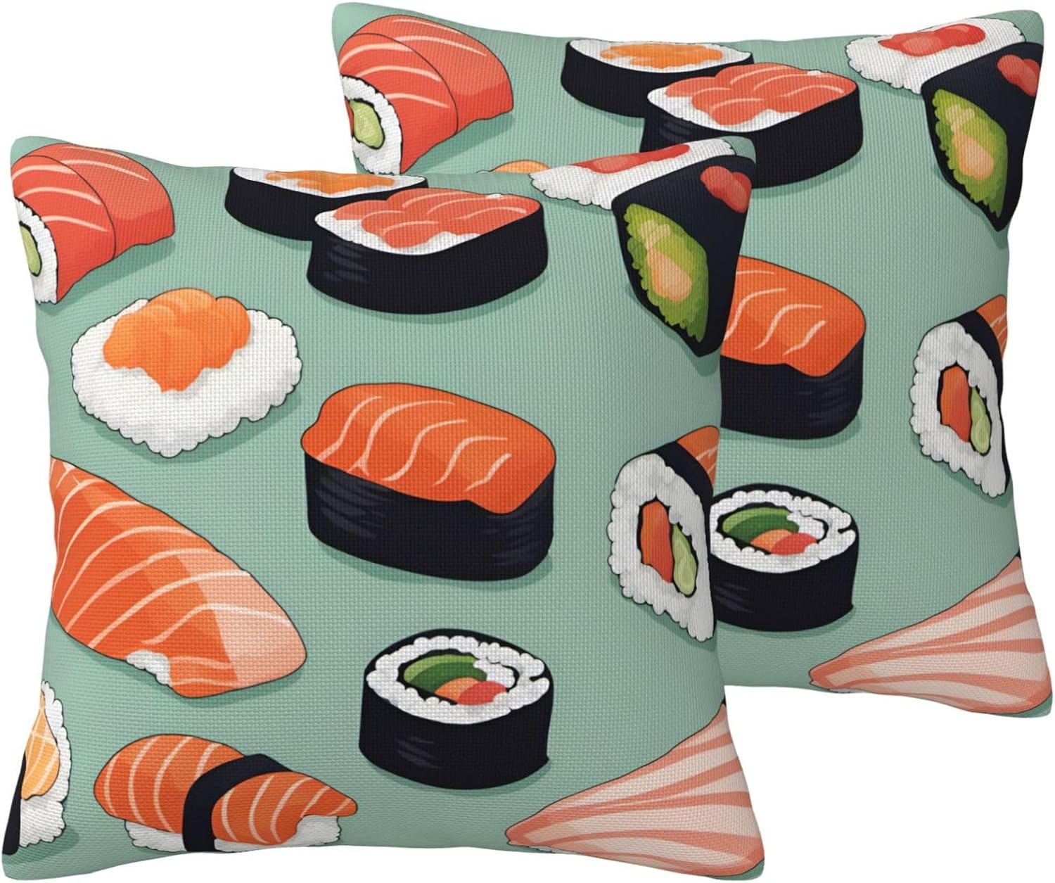 Delicious Sushi 1 Imitation Linen Pillowcase -2 Sets, Fashionable Home Decoration, Used for Sofas, Gardens, beds