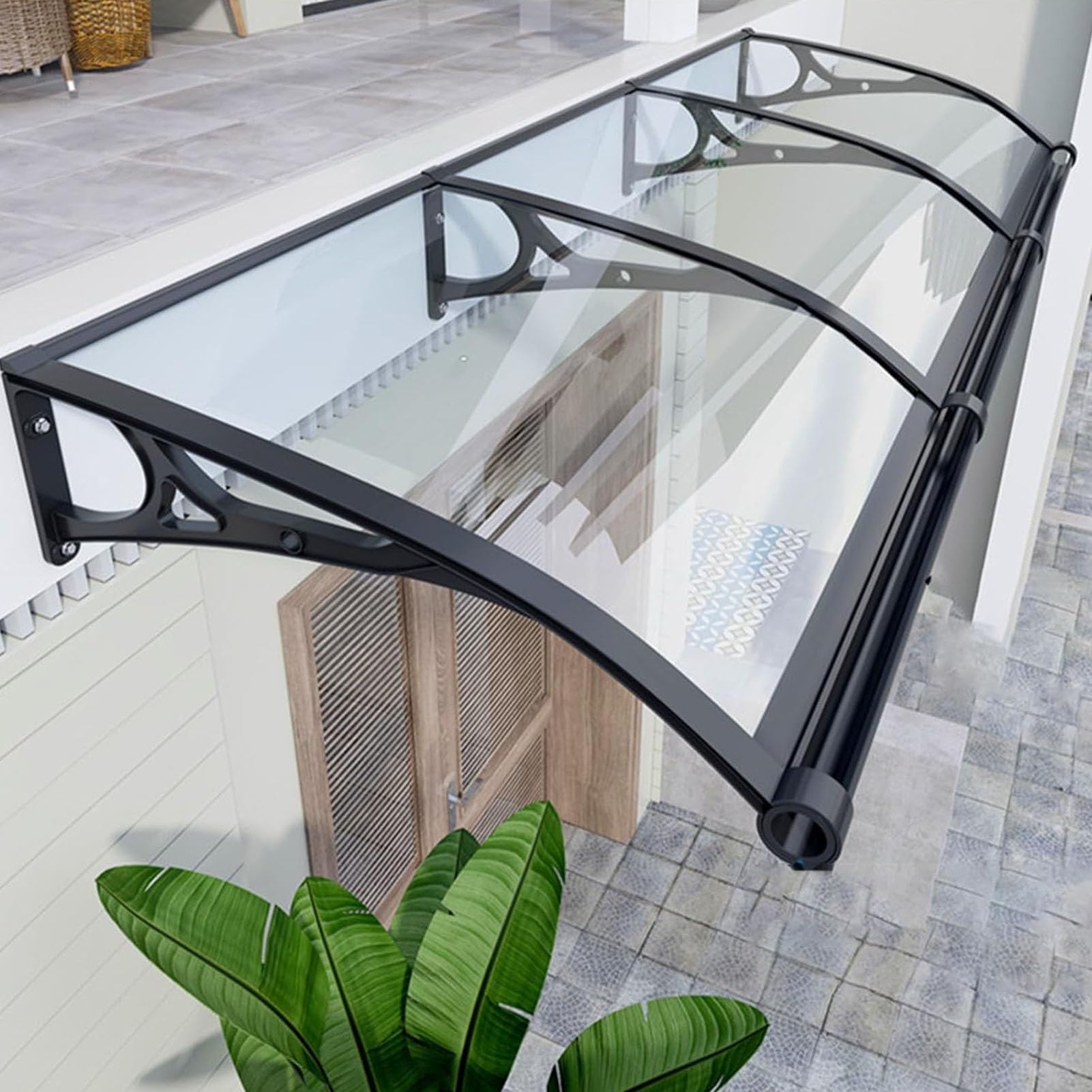 Marquise de porte exterieur 60x280cm auvent de fenetre transparent