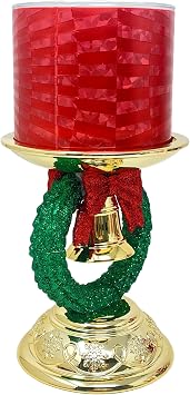 Bath & Body Works Christmas Wreath Pedestal 3-Wick Candle Holder with a Natural Oats Sample Soap