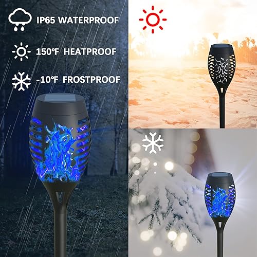 Miniatura 3 de Luces solares al aire libre Waterperoof, antorchas solares AOUNQ para exteriores con llama parpadeante, paquete de 8 mini luces solares para