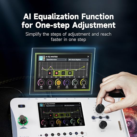 MOOER GE1000 Smart Guitar Multieffects Pedal Dual Effects Chains Processor with AI Equalization, 5 Touch Screen, 300+ Effects, Third-brand IRs, Stereo Sound Out Put, XLR, MIDI Port, Guitar/Bass White