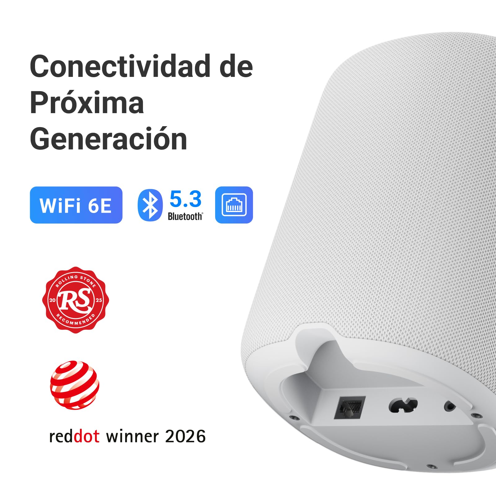 WiiM Sound, Altavoz Inteligente Hi-Res con WiFi y Pantalla táctil, Blanco | 100W pico 2.1 estéreo, AI RoomFit, audio multiroom, emparejamiento estéreo, Wi-Fi 6E, control remoto por voz incluido