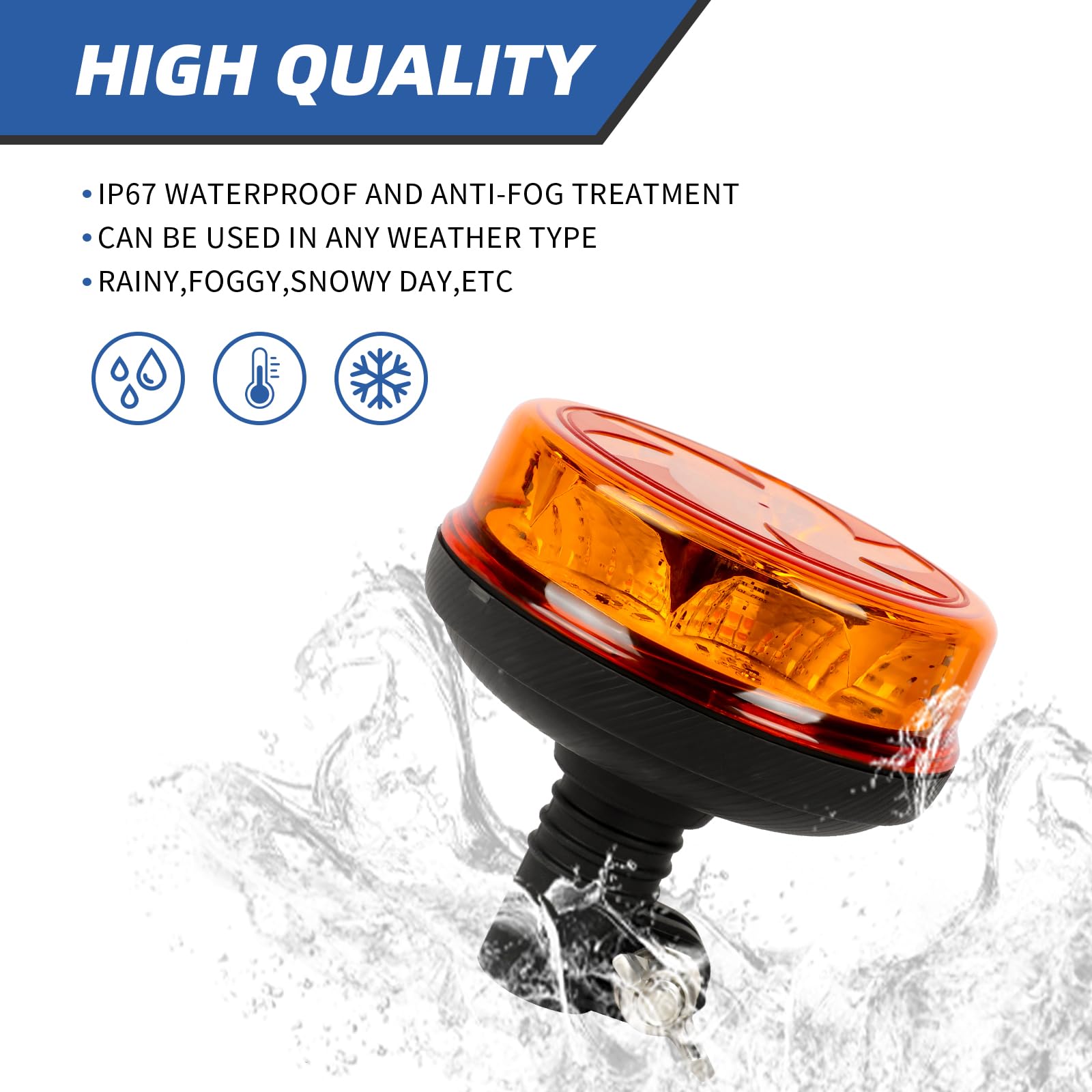 Luce Di Emergenza Stroboscopica Amber - 12V/24V - 6 Modalità - IP67 - Con Omologazione E-mark - Foto 8