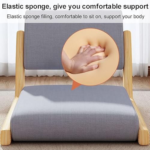 Miniatura 5 de SAZDFY Silla plegable de tatami con soporte de espalda, silla de meditación, silla portátil japonesa sin piernas, sofá perezoso de madera, ventana