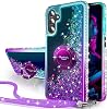 Silverback for Galaxy A54 5G Phone Case, Moving Liquid Holographic Sparkle Glitter Case with Kickstand, Girls Women Bling Diamond Ring Slim Protective Cover for Samsung Galaxy A54 5G - Purple