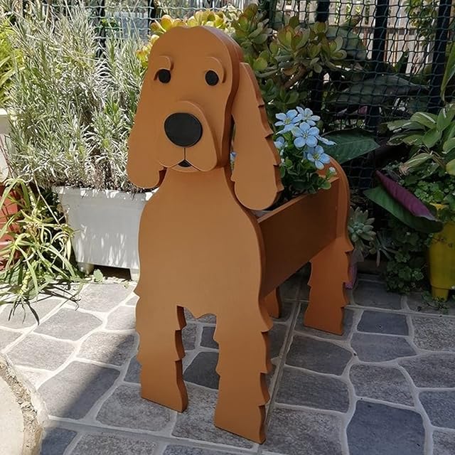 LDFHOIN Cocker Spaniel Dog PVC Plant Pot, Cute French Bulldog Flower Pots for Outdoor Garden Decor Dog Planter Pot, Succulent Planter for Indoor/outdoor Garden Flower, 14 in