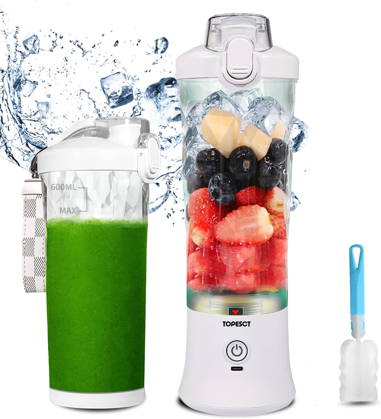 TOPESCT Mixeur Portable 600 ml pour Shakes et Smoothies Mini Mixeur