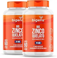 Bio Zinco Quelato 29mg Quelado, Bigens, 60 cápsulas (Kit 2)