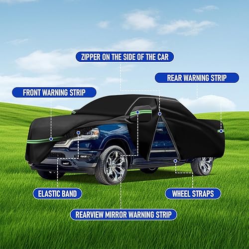 Miniatura 6 de Funda de protección para todo tipo de clima, compatible con Dodge Ram 1500 1998-2023, 210T de 6 capas profesional para exteriores, con cerradura