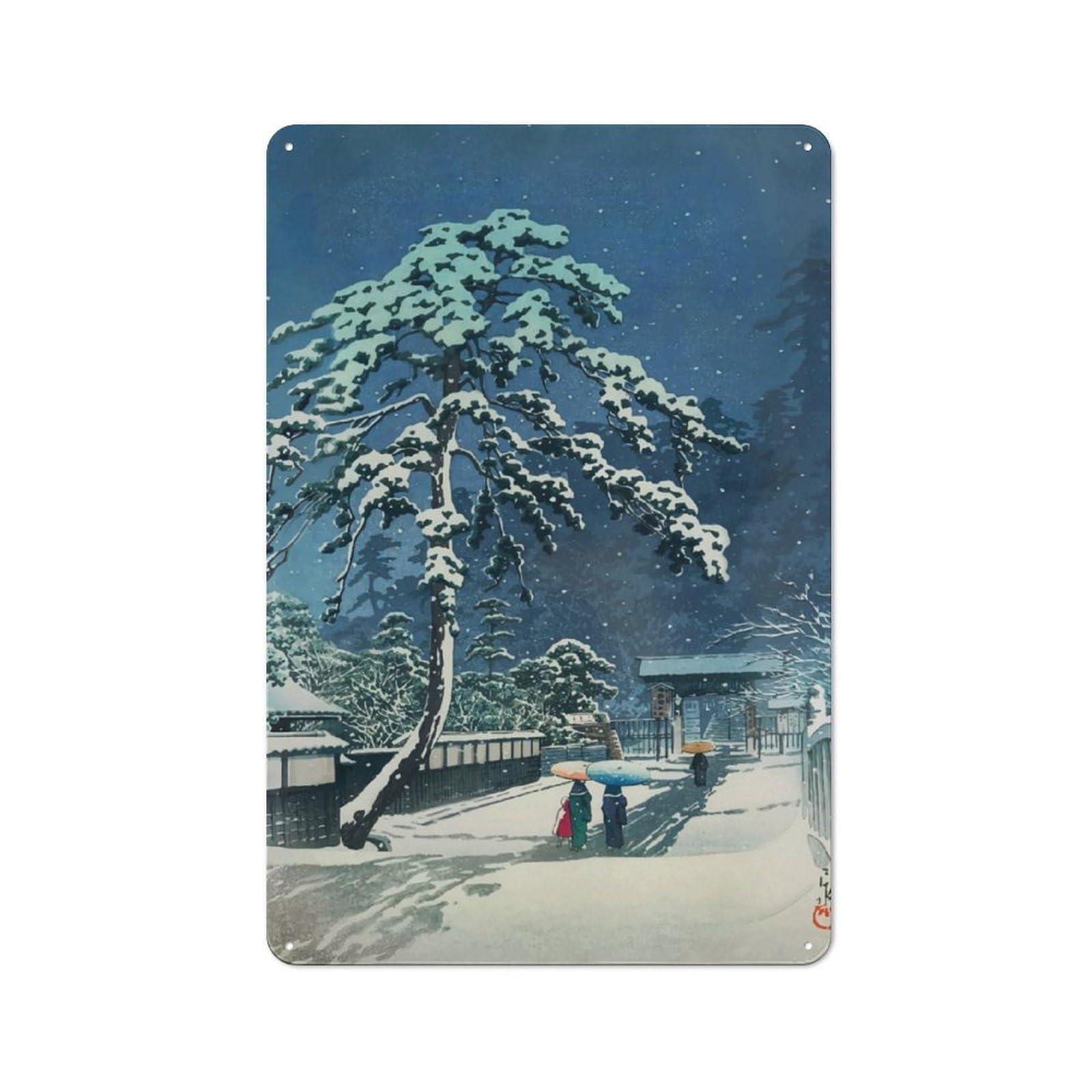 Junmoney Snow At Ueno Industrial-Style Metal Plaque 30X20cm For Hallway Wall, A Winter Wall Decor Update For Hallway Decor Lovers