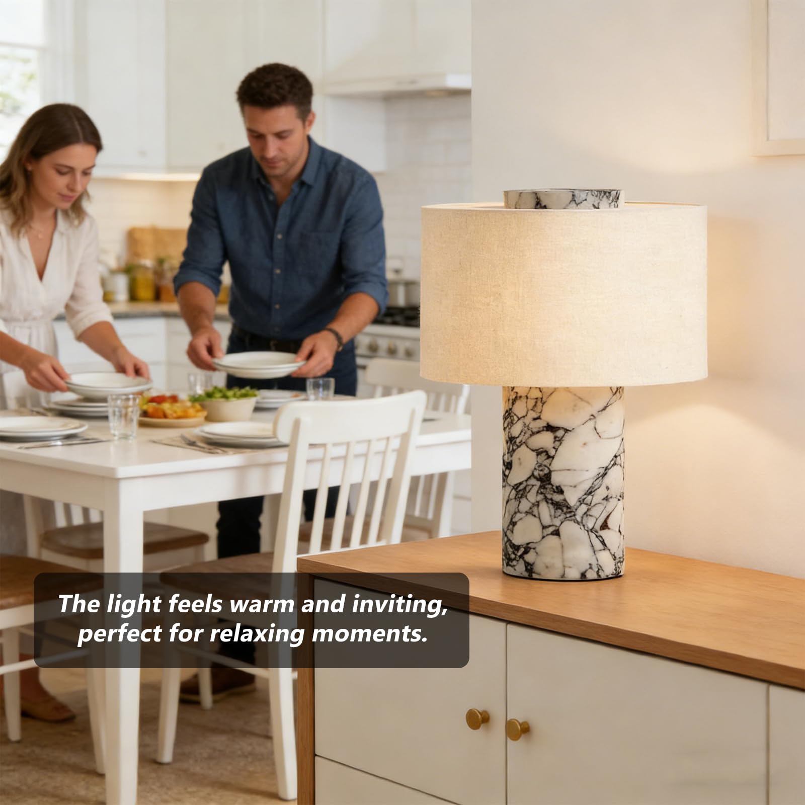 Lampada da tavolo moderna touch control con base in marmo, ricaricabile, decorativa, dimmerabile, design di lusso per camera da letto, ufficio e soggiorno