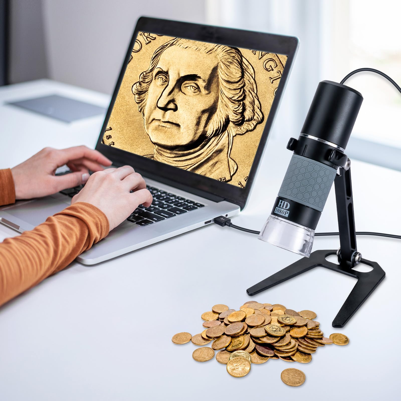 USB-Mikroskop, kompatibel mit iPhone, Android-Handy, Tablet und Windows-Mac-PC, HD 1080P kabelgebundene Digitalmikroskop-Kamera für Erwachsene und Kinder