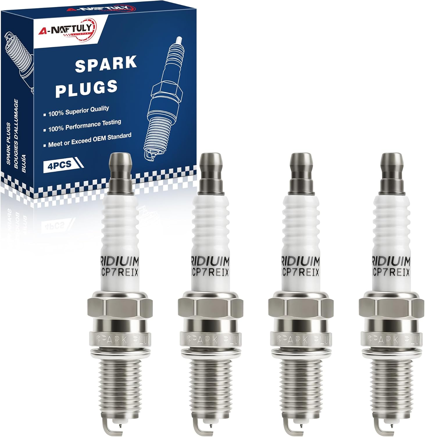 Iridium Spark Plugs 4 Pack Compatible with Fiat 500 2012 2013 2014 2015 2016 2017 L4 1.4L & Chevy Spark 2013 2014 2015 L4 1.2L – Replaces 6046, DCPR7EIX, 97637