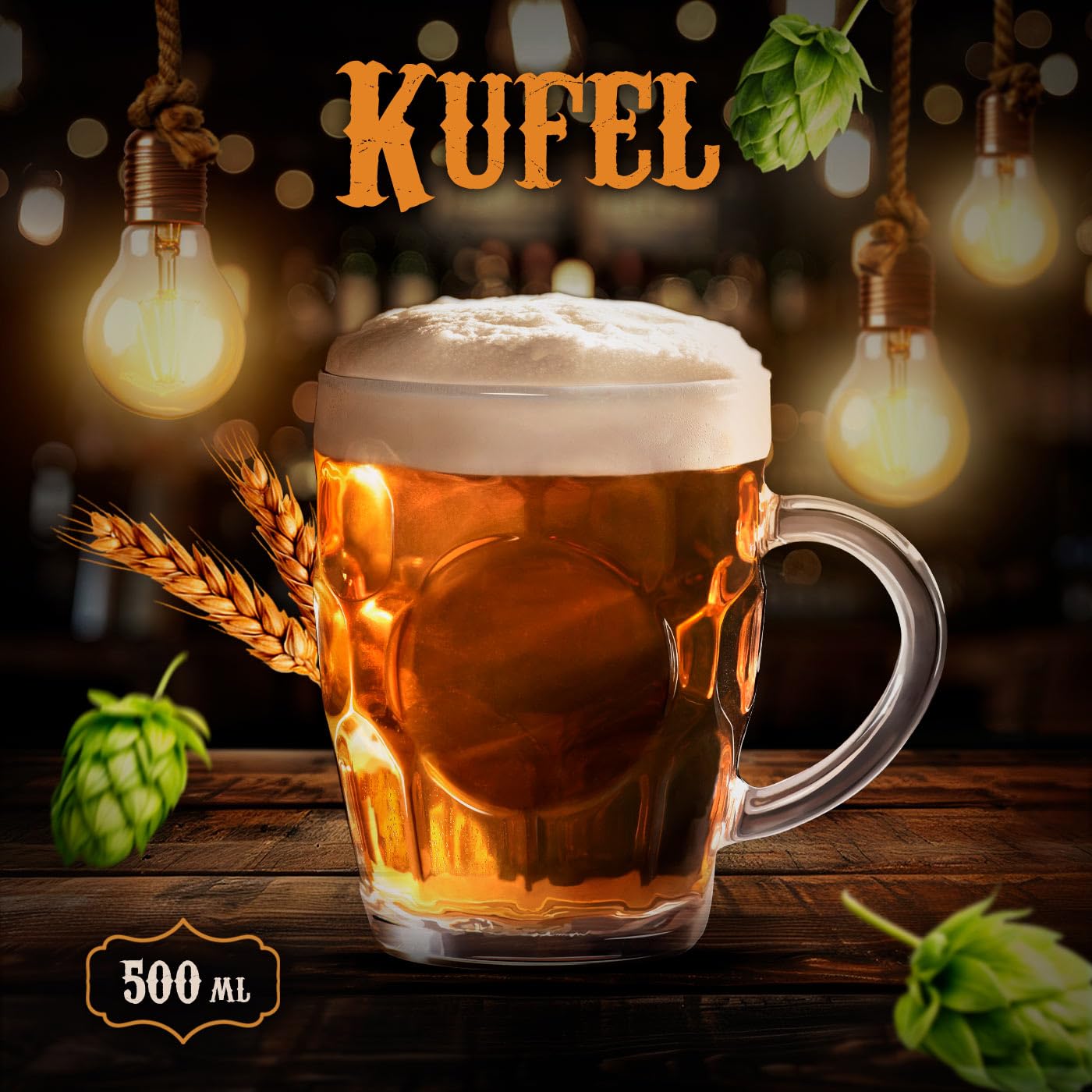 Maverton Kufel do Piwa – Szklany Kufel 500 ml, Klasyczny Design, Idealny Prezent dla Taty, Męża, Dziadka, na Urodziny, Dzień Ojca, Wieczór Kawalerski
