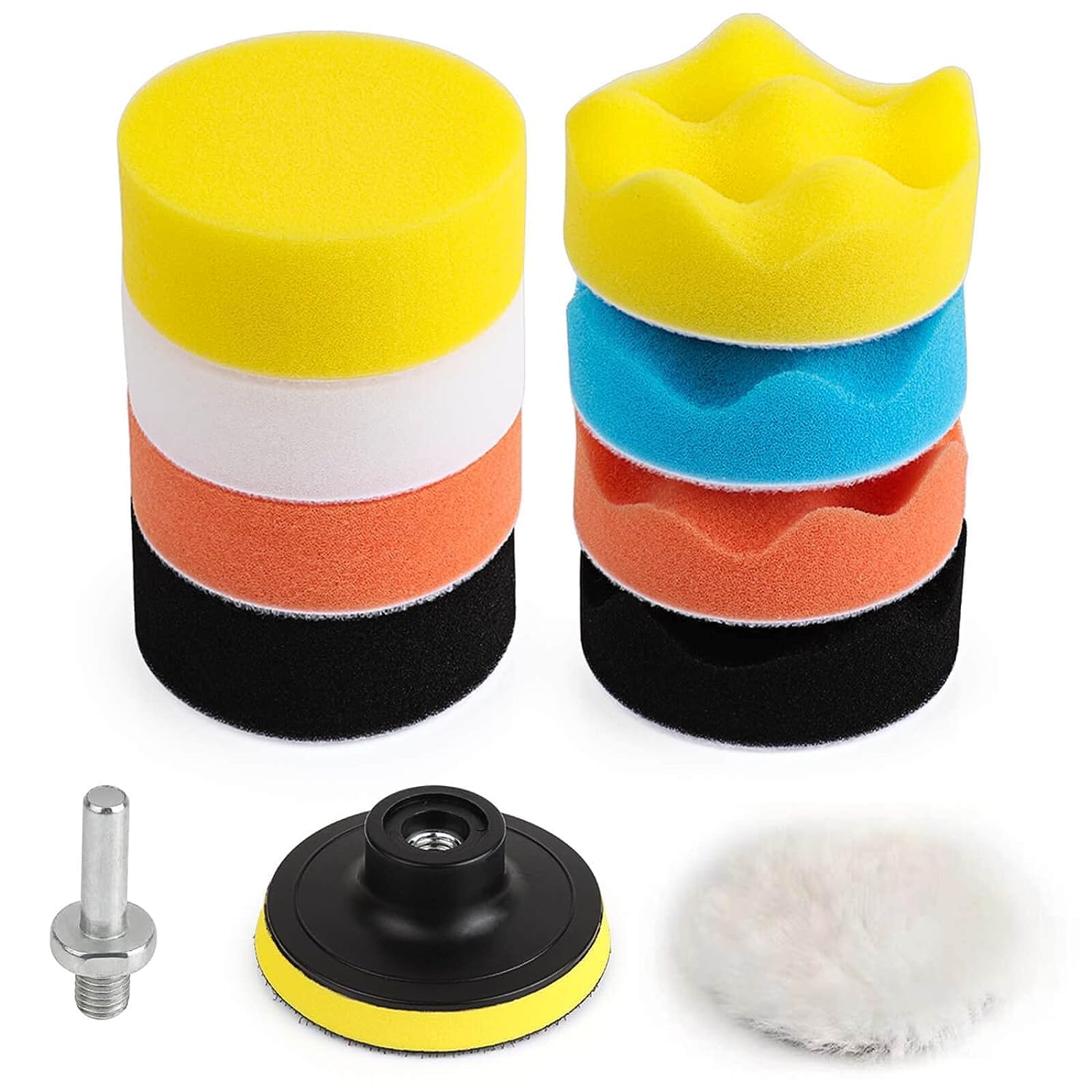 Car Buffer Pads 6 Inch Buffing Polishing Pads, 11 PCS Polishing Pads Kit,Car Buffer Polisher Kit, Pads Sponge and Woolen Polishing Waxing Buffing Pads Kits, Sanding, Sealing Glaze, Foam Pads-image-35