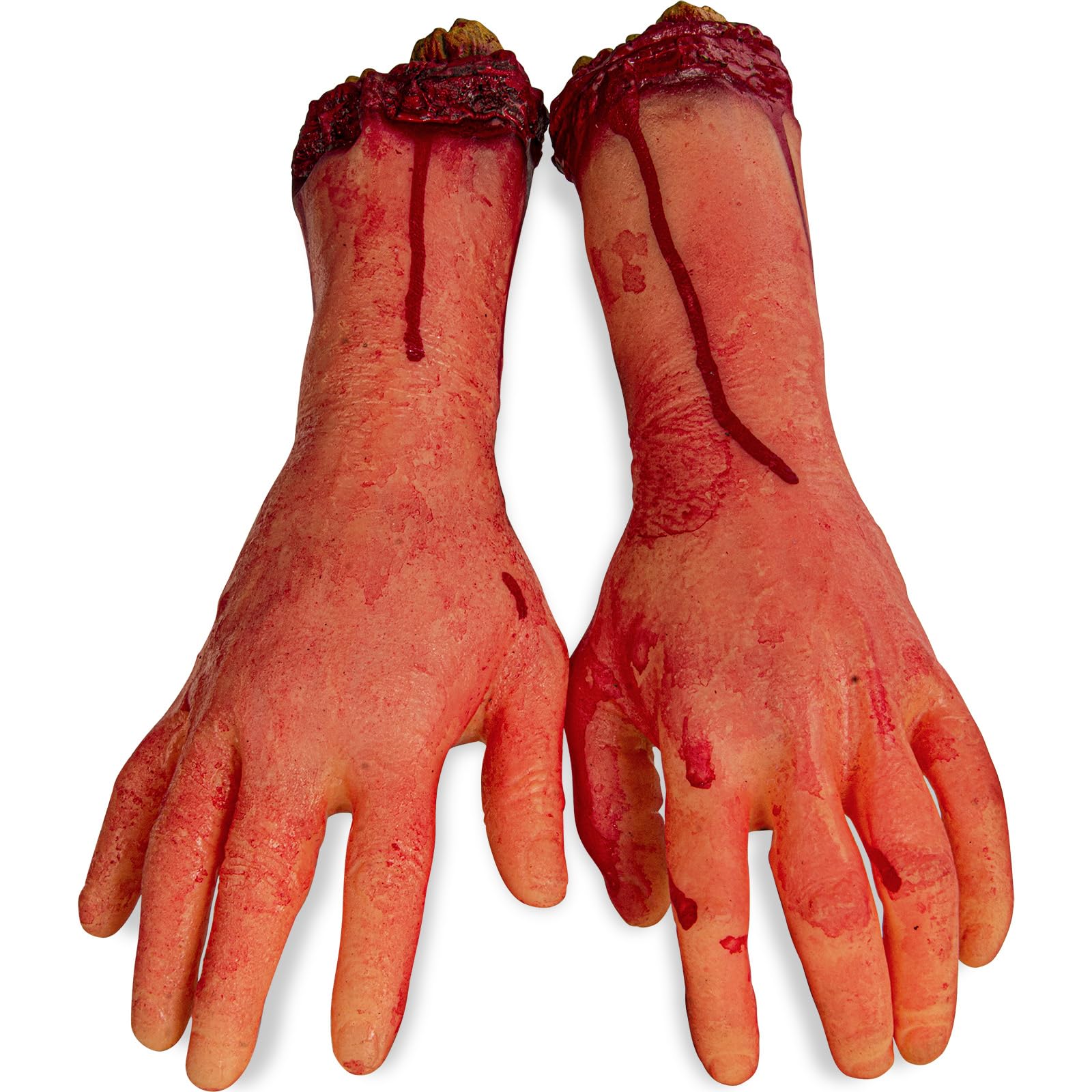 XONOR Halloween Human Arm Plastic Soft Hands Bloody Dead Body Parts Haunted Halloween Decorations, 2-Pieces (Left and Right)