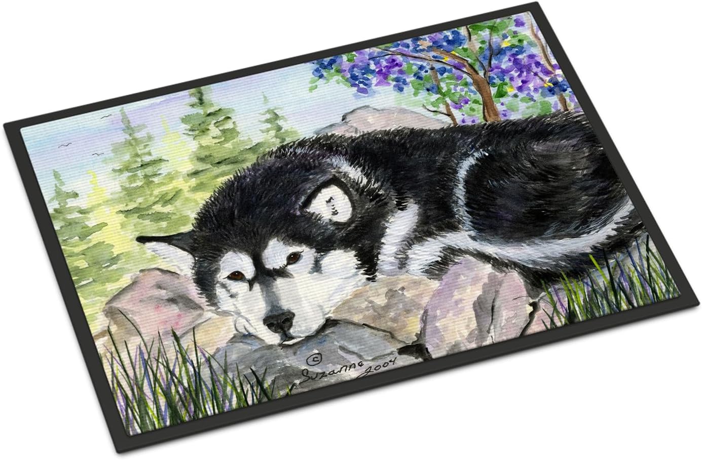 Caroline's Treasures SS8062MAT Alaskan Malamute Doormat 18x27 Front Door Mat Indoor Outdoor Rugs for Entryway, Non Slip Washable Low Pile, 18H X 27W