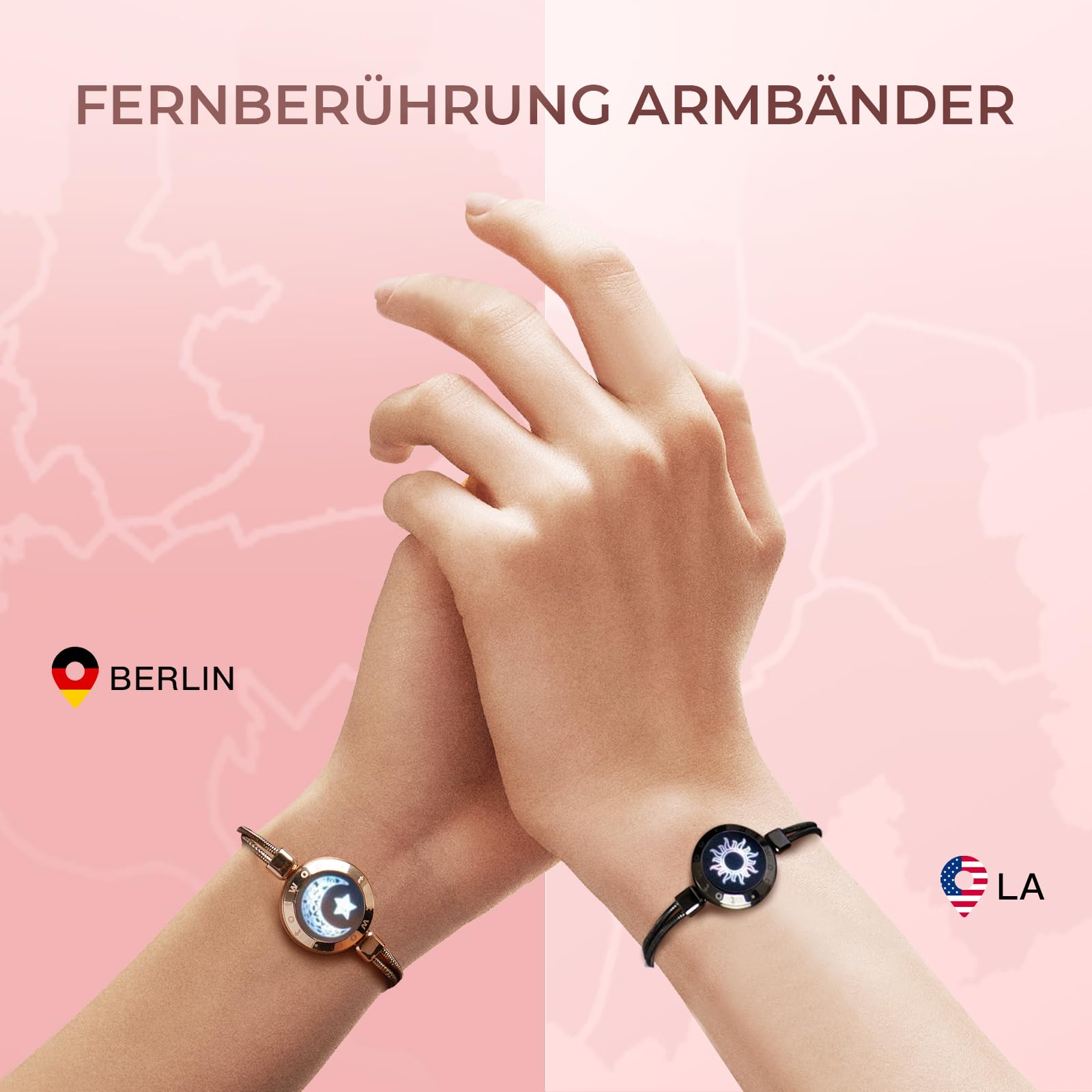 TOTWOO Braccialetti di Coppia Touch con Collegamento Bluetooth Uno a Uno tramite App, Luci e Vibrazioni – Regalo Perfetto per San Valentino e Coppie a Distanza, in Acciaio Inossidabile 316L