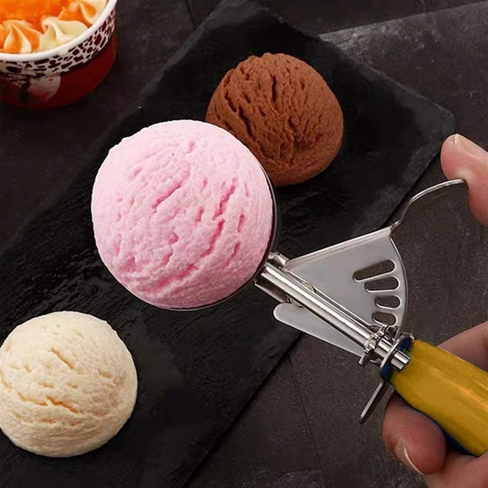 Eisportionierer, Keksportionierer-Set, 2-teilig, Eisportionierer mit Auslöser, Keksteigportionierer aus Edelstahl zum Backen