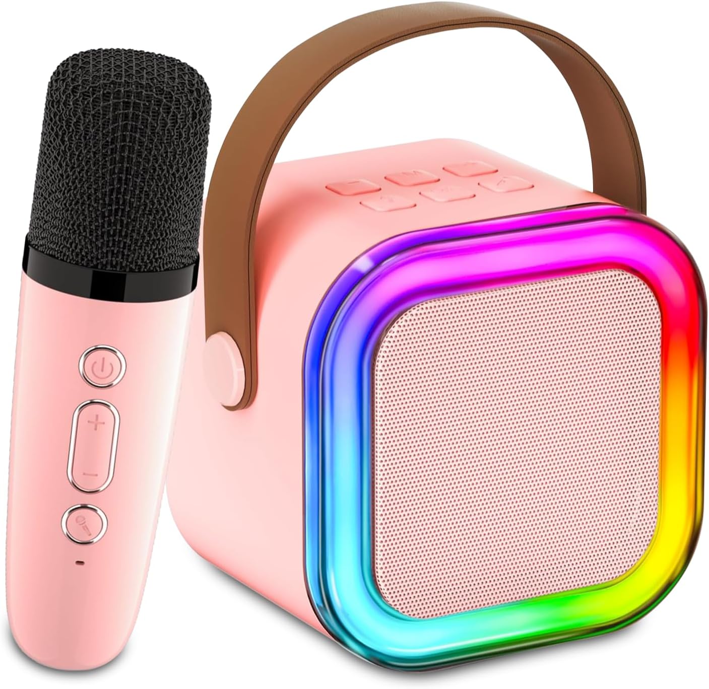 Karaoke Machine for Kids, Mini Karaoke Machine for Kids, Portable Mini Bluetooth Speaker with 1 Wireless Microphones, Christmas Birthday Toys Gifts for Girls 3, 4, 5, 6, 7, 8+ Years Old Kids K12-1MIC-PINK