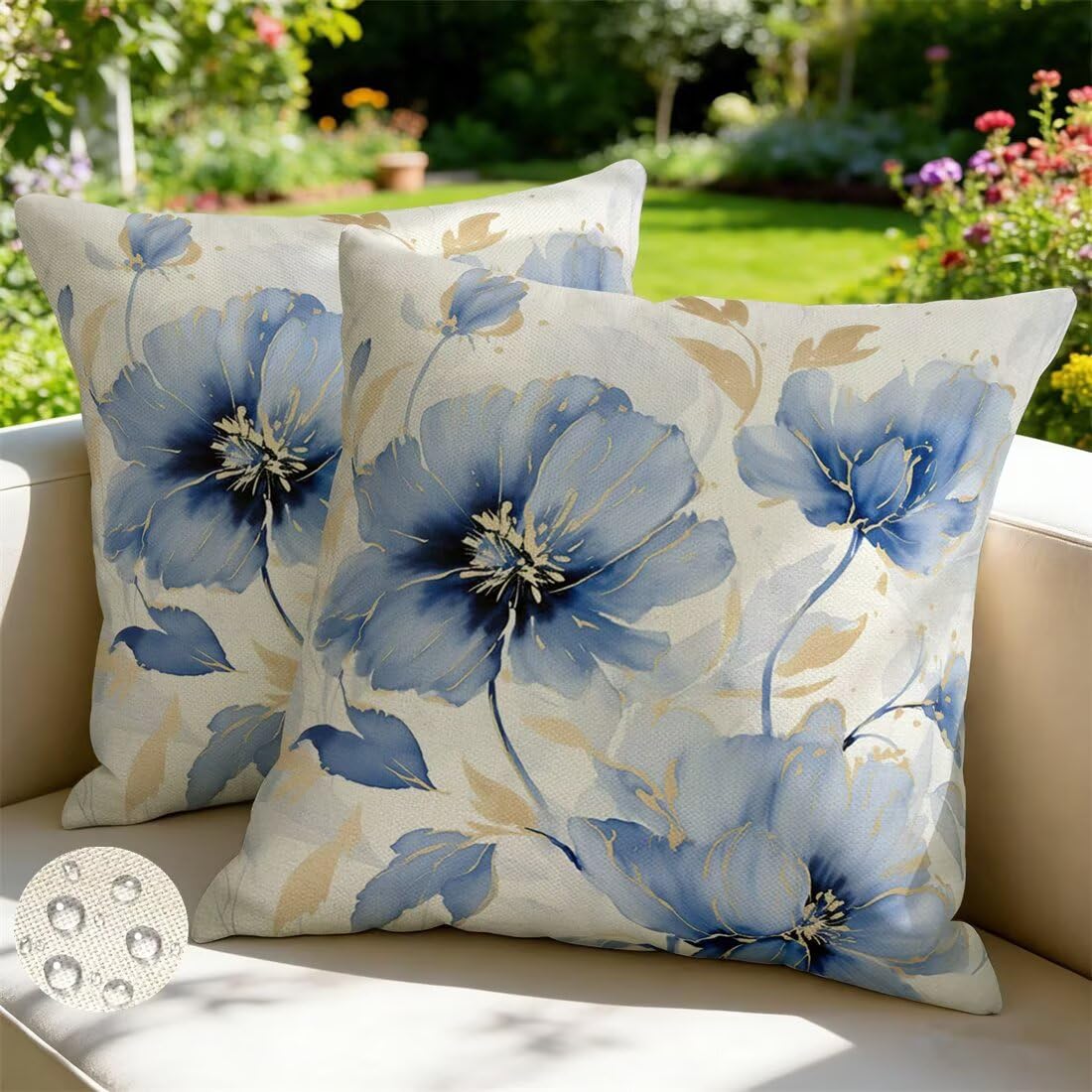 Housse de coussin 80x80 cm extérieur imperméable contre les taches et la pluie de jardin