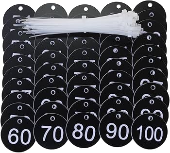 Amazon | ONLYKXY 1-100 数字タグ プラスチック 番号付き マーキング