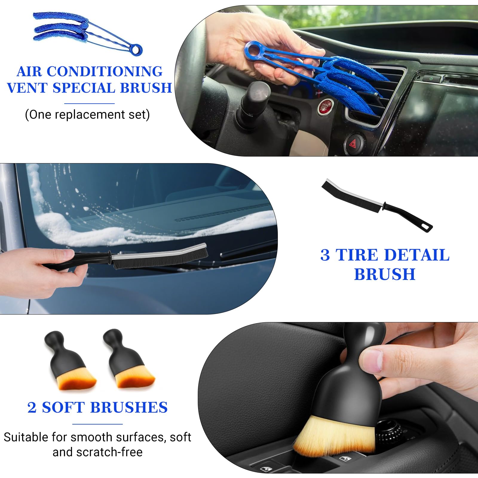 31 Pezzi Kit Pulizia Auto, Kit Lavaggio Auto Completo, Set Detailing per Interni ed Esterni, con Spazzole, Spugne per Lucidatura, Panni in Microfibra e Borsa Portaoggetti