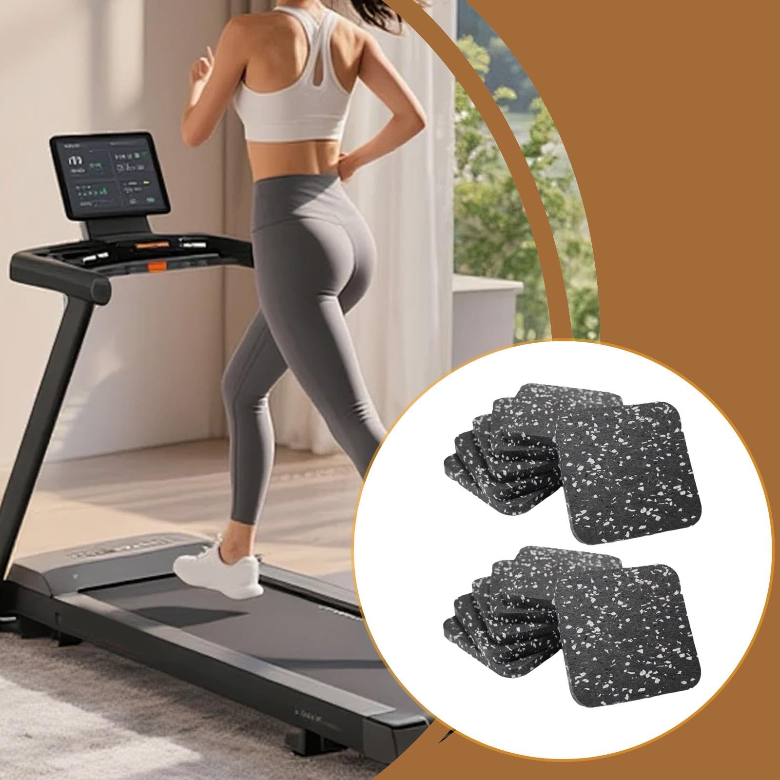 Amagogo 12 Pezzi Tappetini Tapis Roulant Tappetino Antivibrazione Tappetino Attrezzatura Fitness Antiscivolo Realizzato in Gomma per Assorbire Urti E Ridurre, in Bianco E Nero