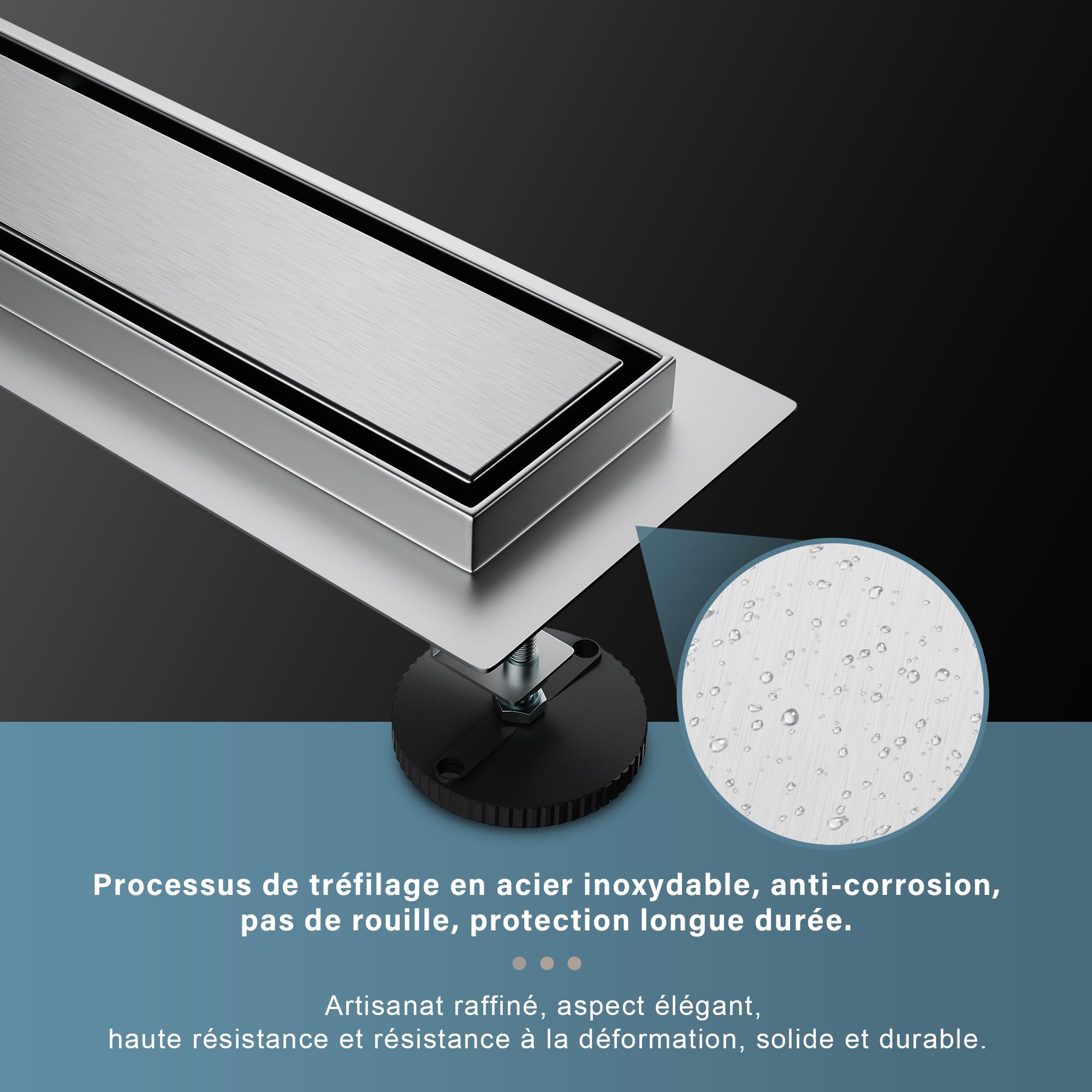 SIRHONA Caniveau Douche Italienne 70cm à carreler, Siphon de Sol Douche Italienne, Modèle 2 en 1, Acier Inoxydable