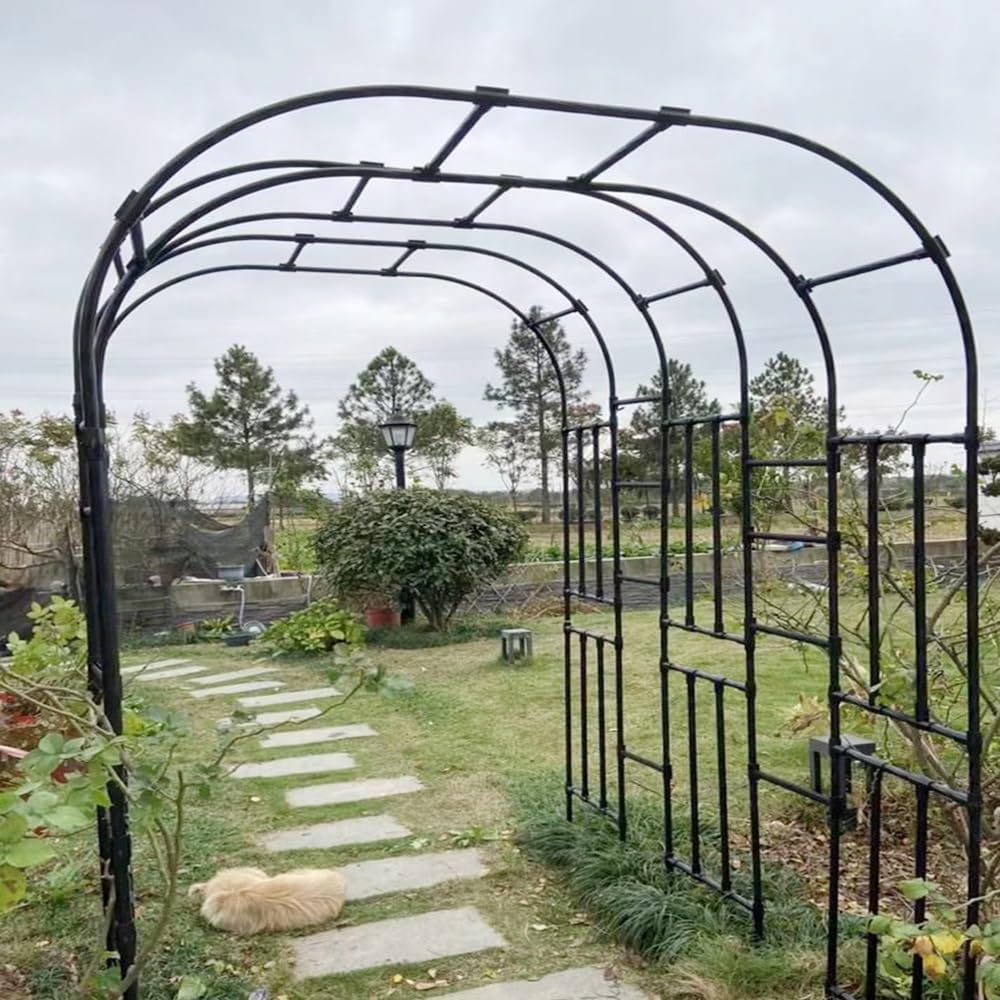 240cm Metal Garden Arch Arbor Wedding Arches Pergola Archway for Climbing Plants Width120-320cm Sturdy Durable Plant Trellis