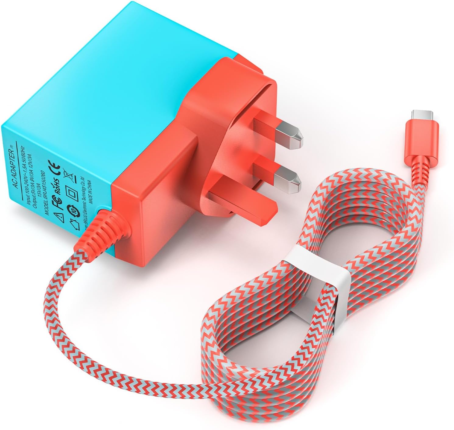 Switch Charger Cable Compatible with Nintendo Charger Swithch/Switch Lite/Switch Dock/Switch OLED/Switch Pro Controller AC Adapter UK Plug 15V 2.6A Fast Charging Support TV Mode