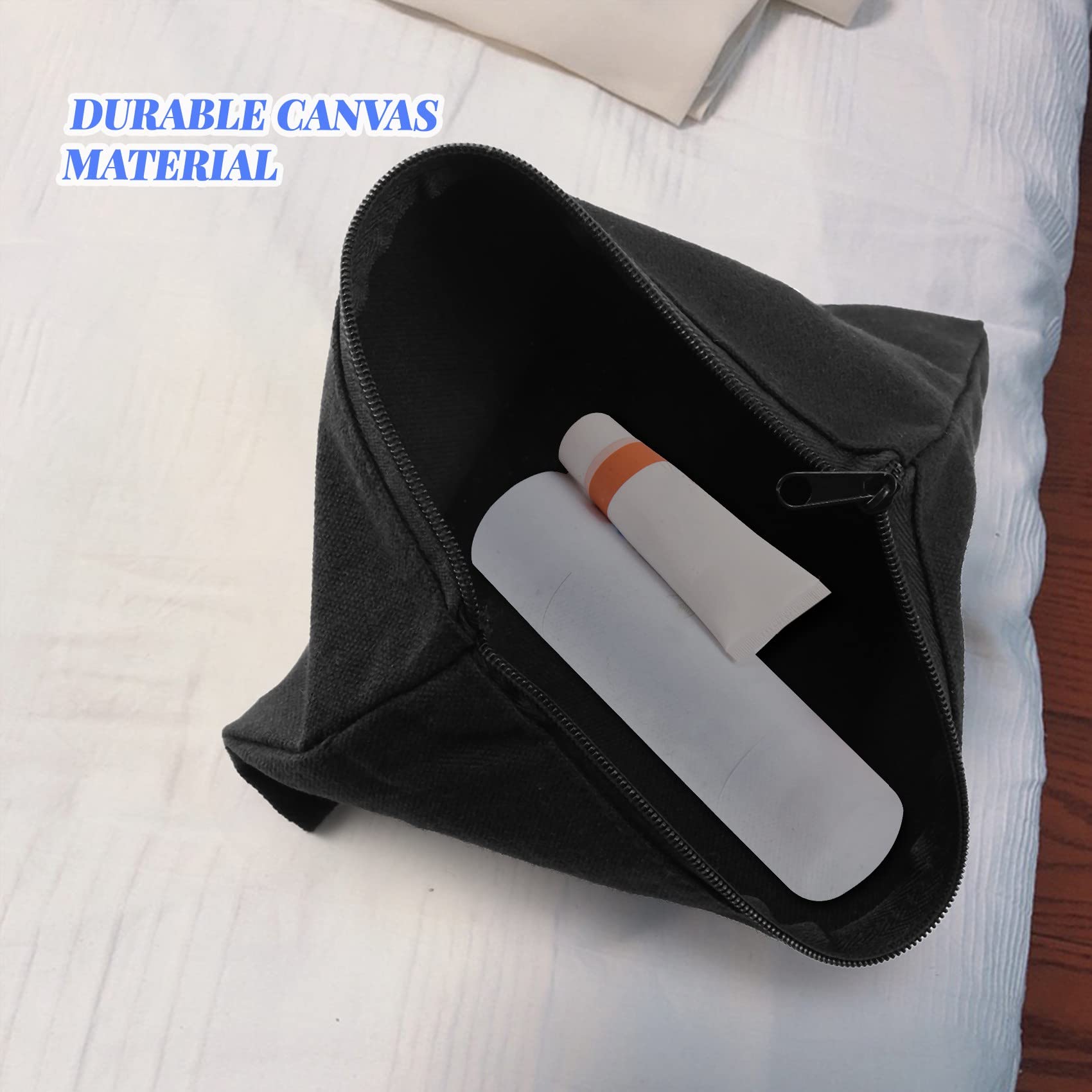 Pltqfdwo 10Pcs Canvas Zipper Pouch Bags Canvas Makeup Bags Pencil Case Blank DIY Craft Bags for Travel DIY Craft School Black - Image 3