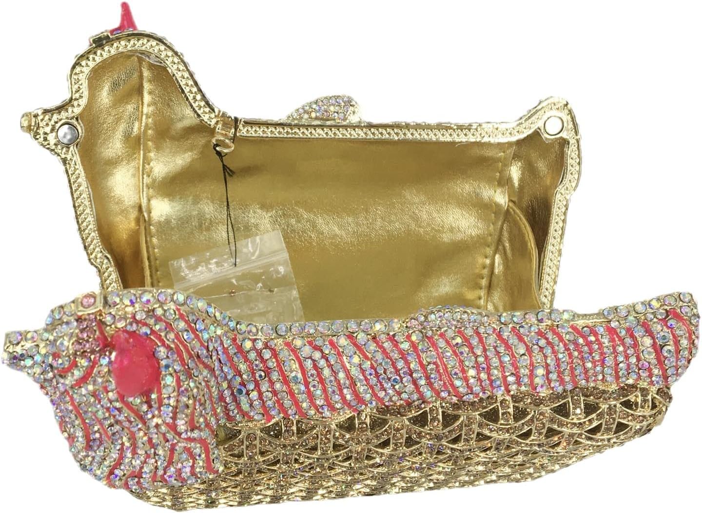 Boutique De FGG Puppy Clutch Purse for Women Formal Crystal Evening Minaudiere Bags Poodle Wedding Rhinestone Handbag,Mini