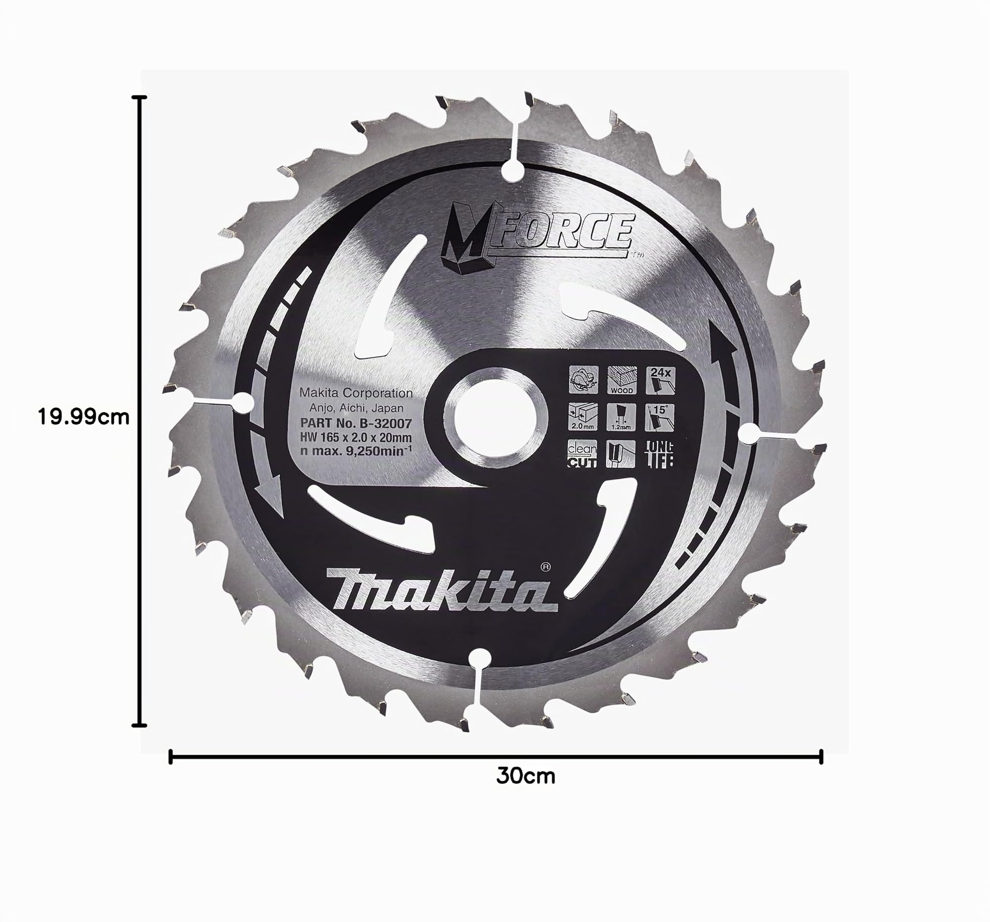 Makita B-32007 Mak-Force Kreissägeblatt, 165 mm für Hand und Tischkreissägen – Ansicht 6