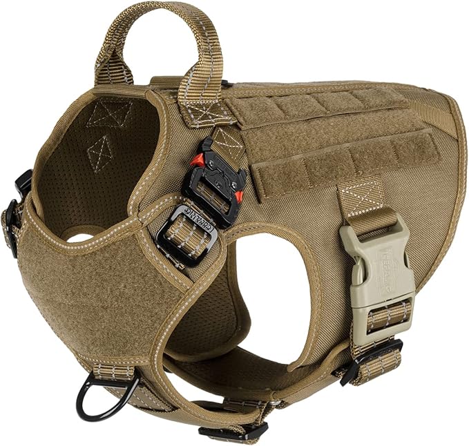ICEFANG Reflective Tactical Dog Harness for Medium Sized Dogs,2X Metal