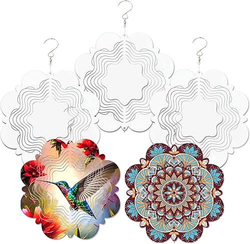 5 piezas de 10 pulgadas, hilanderos de viento de sublimación de aluminio, productos de sublimación en blanco de sublimación, hilanderos de viento de