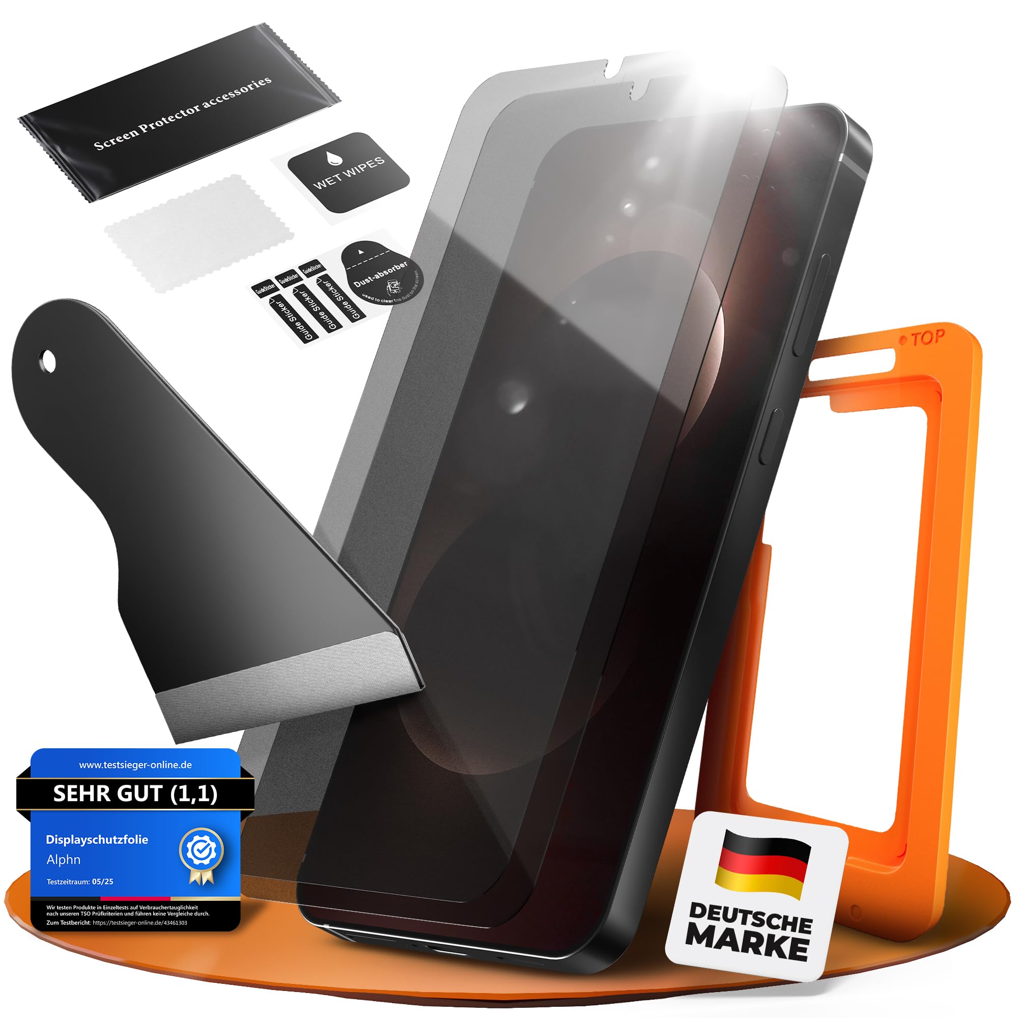 Alphn Samsung Galaxy S23 Plus Privacy Panzerglas – Sichtschutz Displayschutzfolie – 9H Härte – Auto-Installation – Blasenfrei – Anti-Fingerprint – Ultra-klar – Stoßfest und Kratzfest, 2 Stück