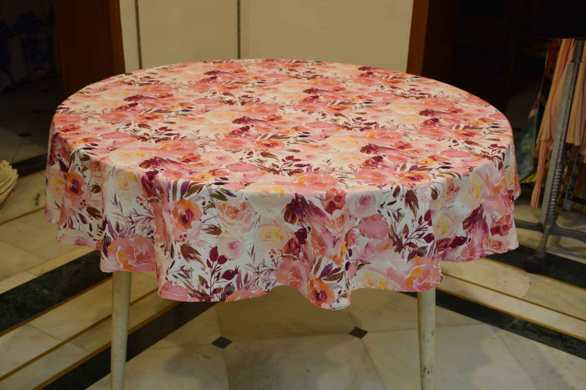 Miyanbazaz Textiles Round Dining Table Cover/Cotton Tablecloth- Digital Print- Multicolor