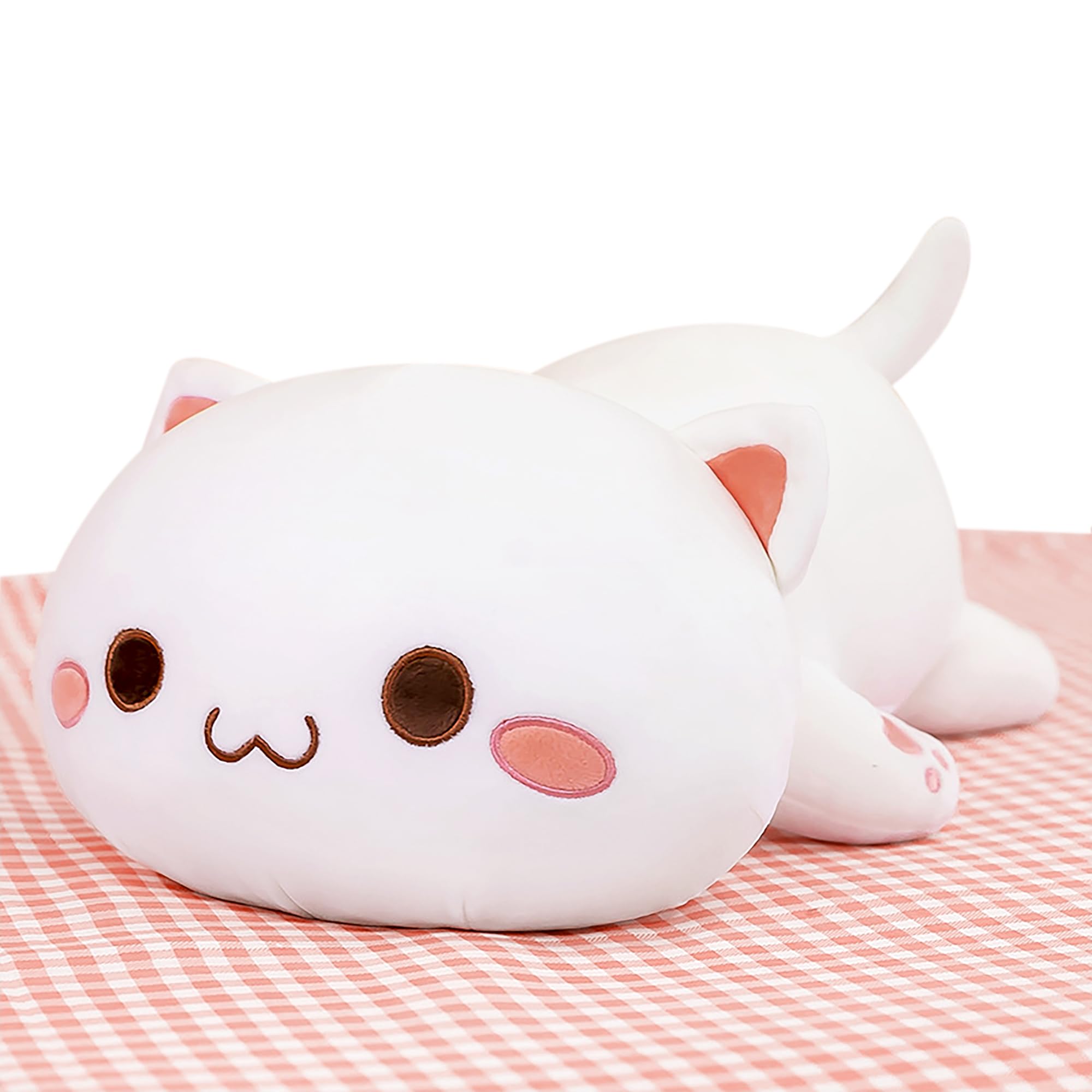 Onsoyours Cute Kitten Plush Toy 25.5" Stuffed Animal Pet Kitty Soft Anime Cat Large Plush Pillow for Kids (White A, 25.5")