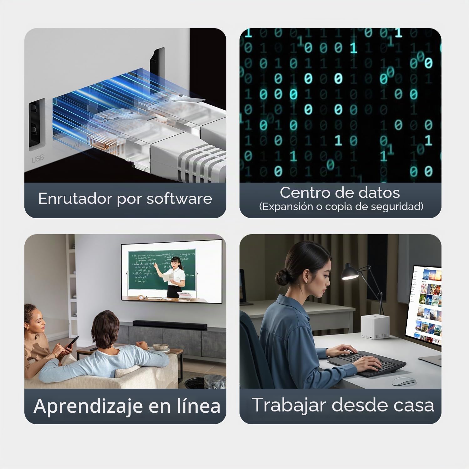 Beelink ME Mini PC NAS de Escritorio, Intel Twin Lake-N150 (4C/4T, hasta 3,6 GHz), 16 GB LPDDR5, SSD M.2 de 1 TB, Mini computadora, 6 Ranuras SSD M.2, Wi-FI 6, Bluetooth 5.2, Dual LAN 2,5 GHz