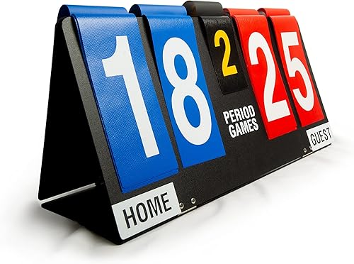 Miniatura 3 de Tandem Sport Marcador de puntuación de lujo con mango – Aleta de puntuación para voleibol, baloncesto, béisbol y fútbol – Marcador portátil de mesa