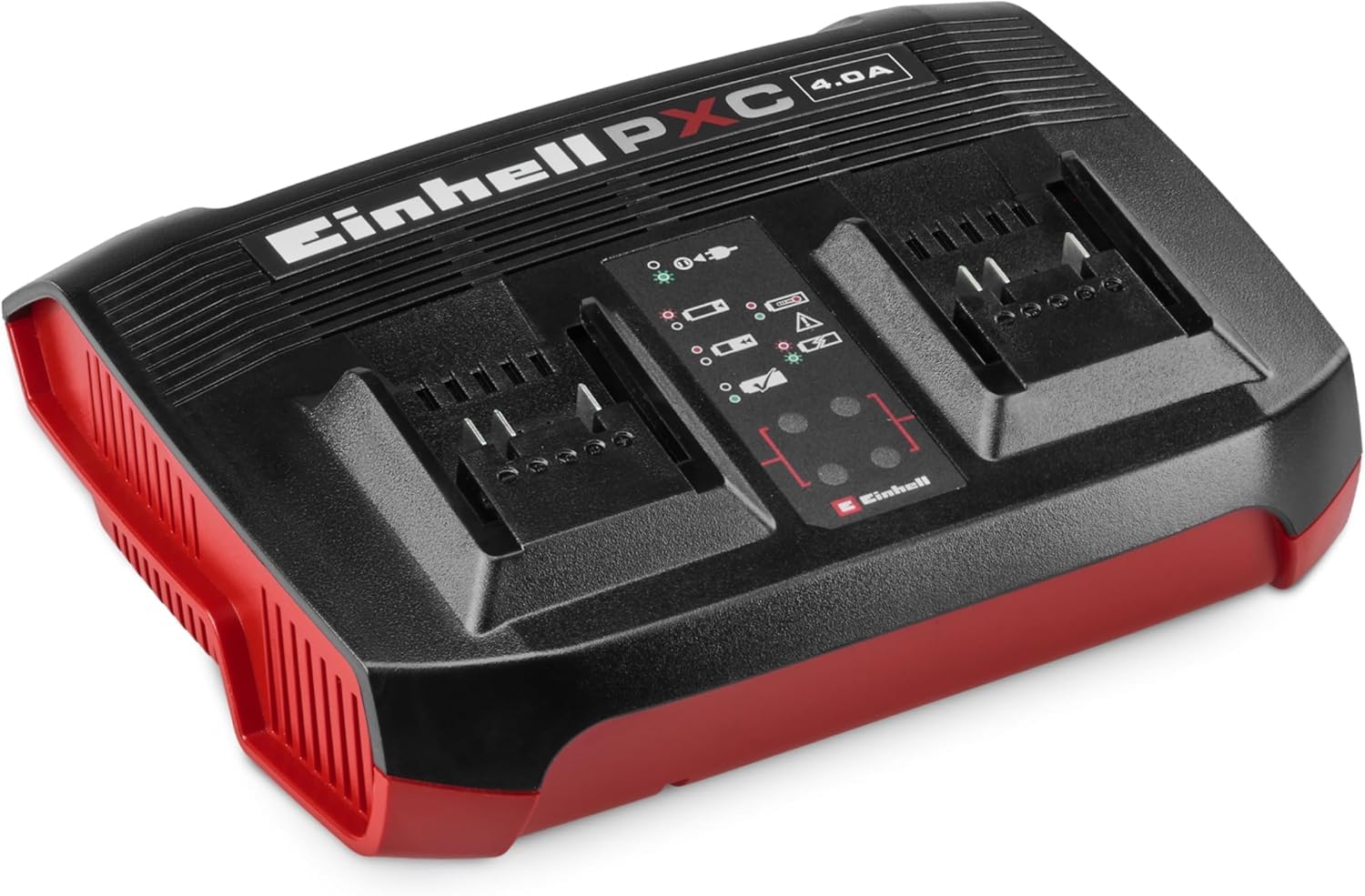 Original Einhell cargador Power X-Twincharger 4A Power X-Change (18 V, carga simultánea de 2 baterías de 18 V, supervisión de baterías, sistema de gestión de la carga, modo Refresh)