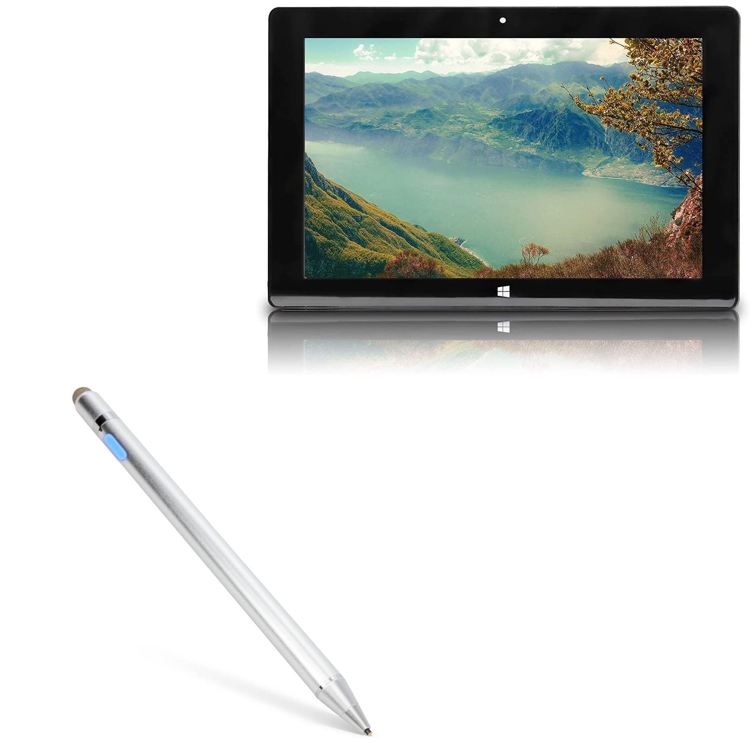 BoxWave Stylus Pen Compatible with Fusion5 FWIN232 Plus S1 - AccuPoint Active Stylus, Electronic Stylus with Ultra Fine Tip for Fusion5 FWIN232 Plus S1 - Metallic Silver