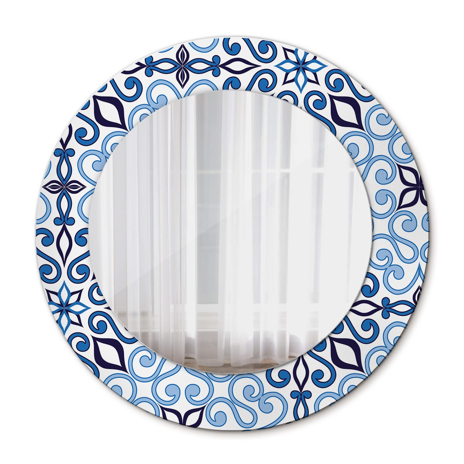 Miroir mural rond maquillage femme Ø50 cm miroir salle de bains design arabe bleu