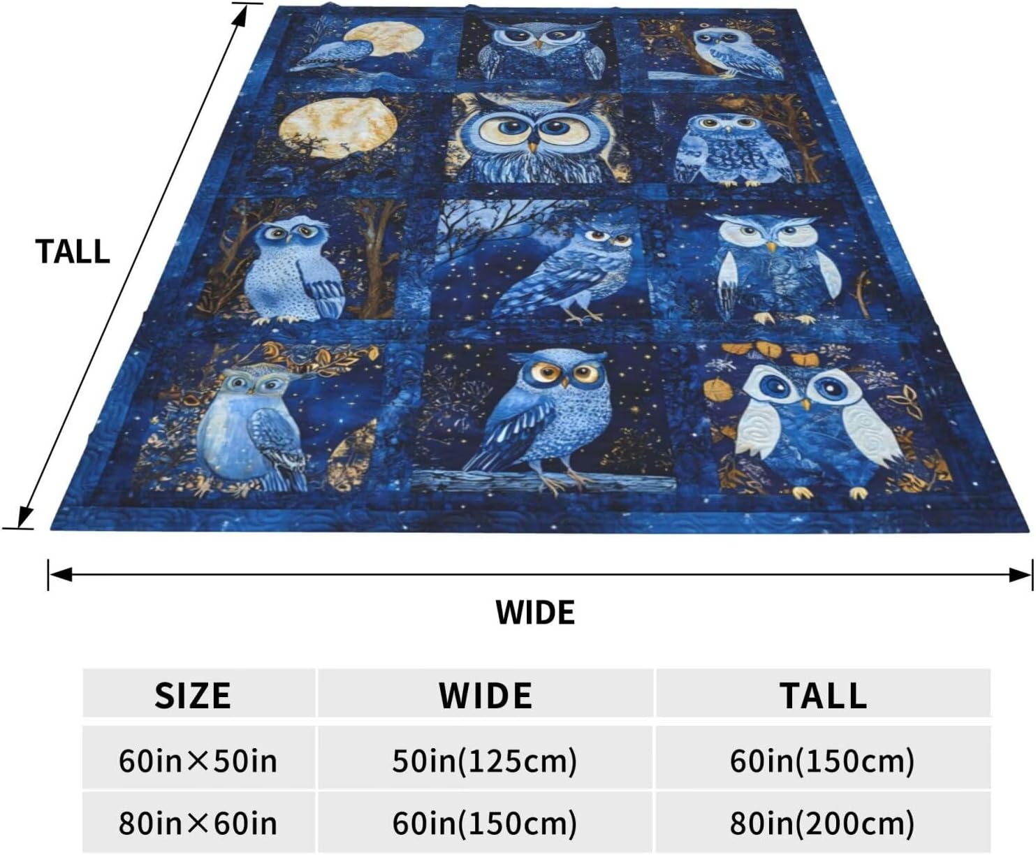 Owl Throw Blanket Gifts for Women Men Girls Boys Owl Lovers Flannel Blankets for Home Decor Couch Bed Sofa Soft Fuzzy Lightweight for All Season 60"X50"