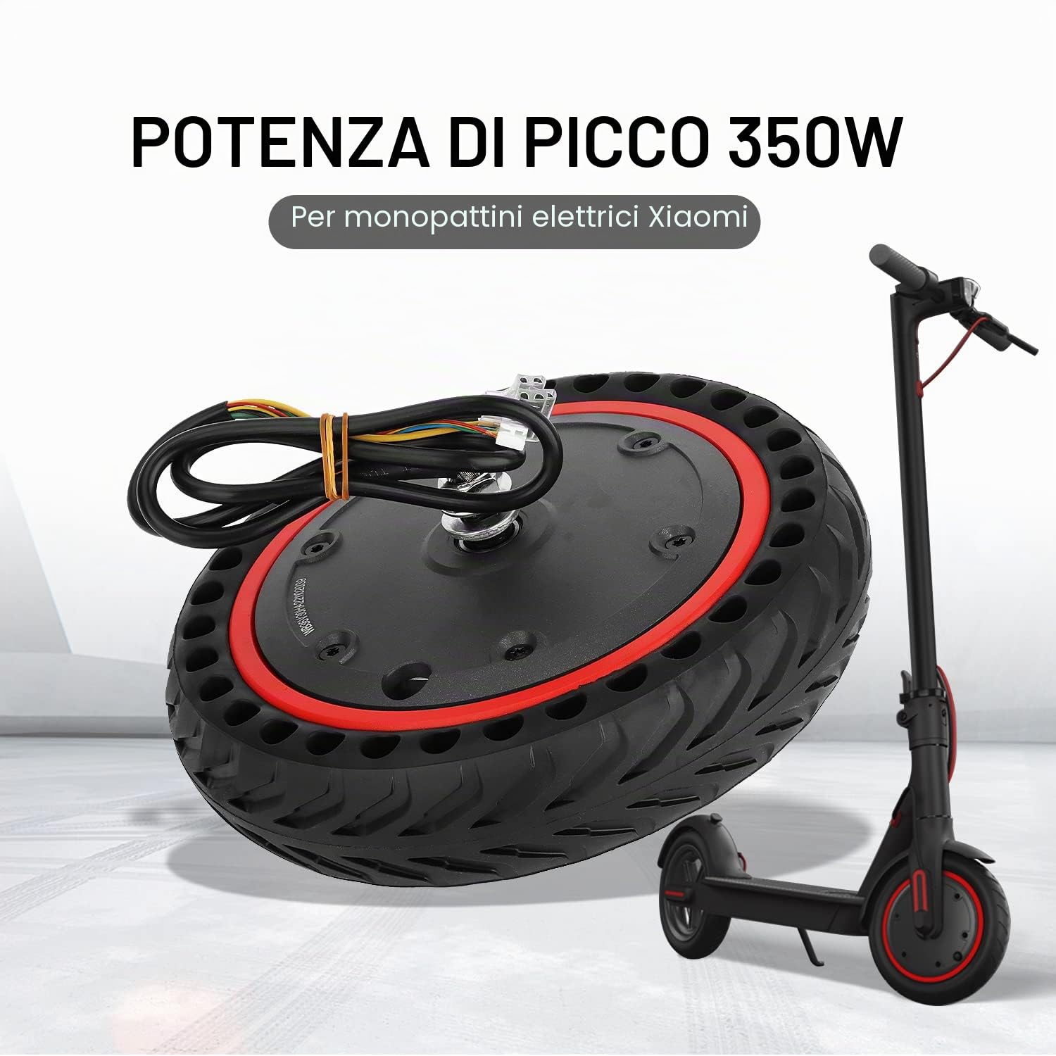Motor Solid Tire Sostituzione Motore 350w 36v con Ruota Compatibile con Scooter Elettrico 1S M365 Pro2 Pro2 Mi3