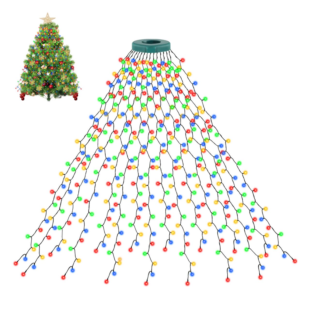 クリスマス LED イルミネーションライト クリスマスツリーライト 2M 16本 400球 イルミネーションライト ライト 防水 LED