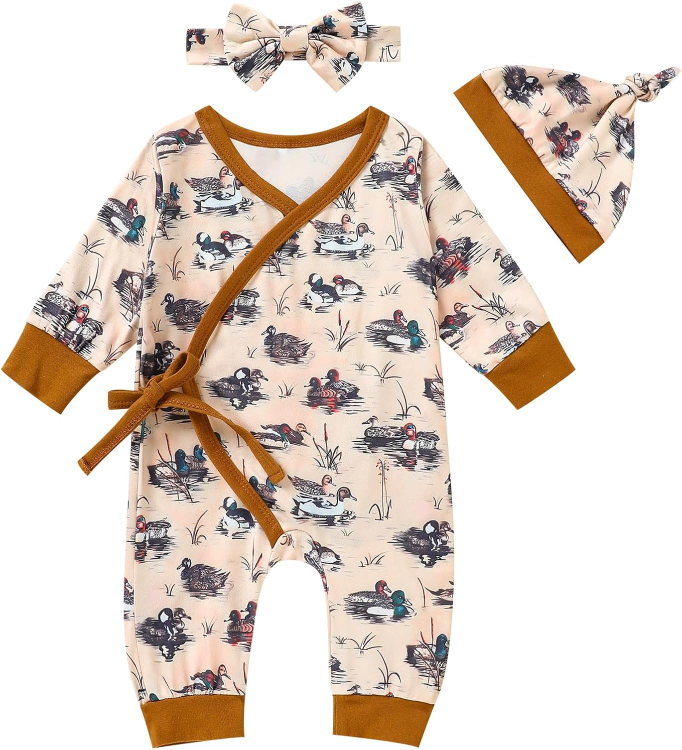 Sinhoon Newborn Baby Boy Girl Romper for 0-3 Months Baby Clothes Neutral Print Fall Baby Coming Home Outfit Jumpsuit