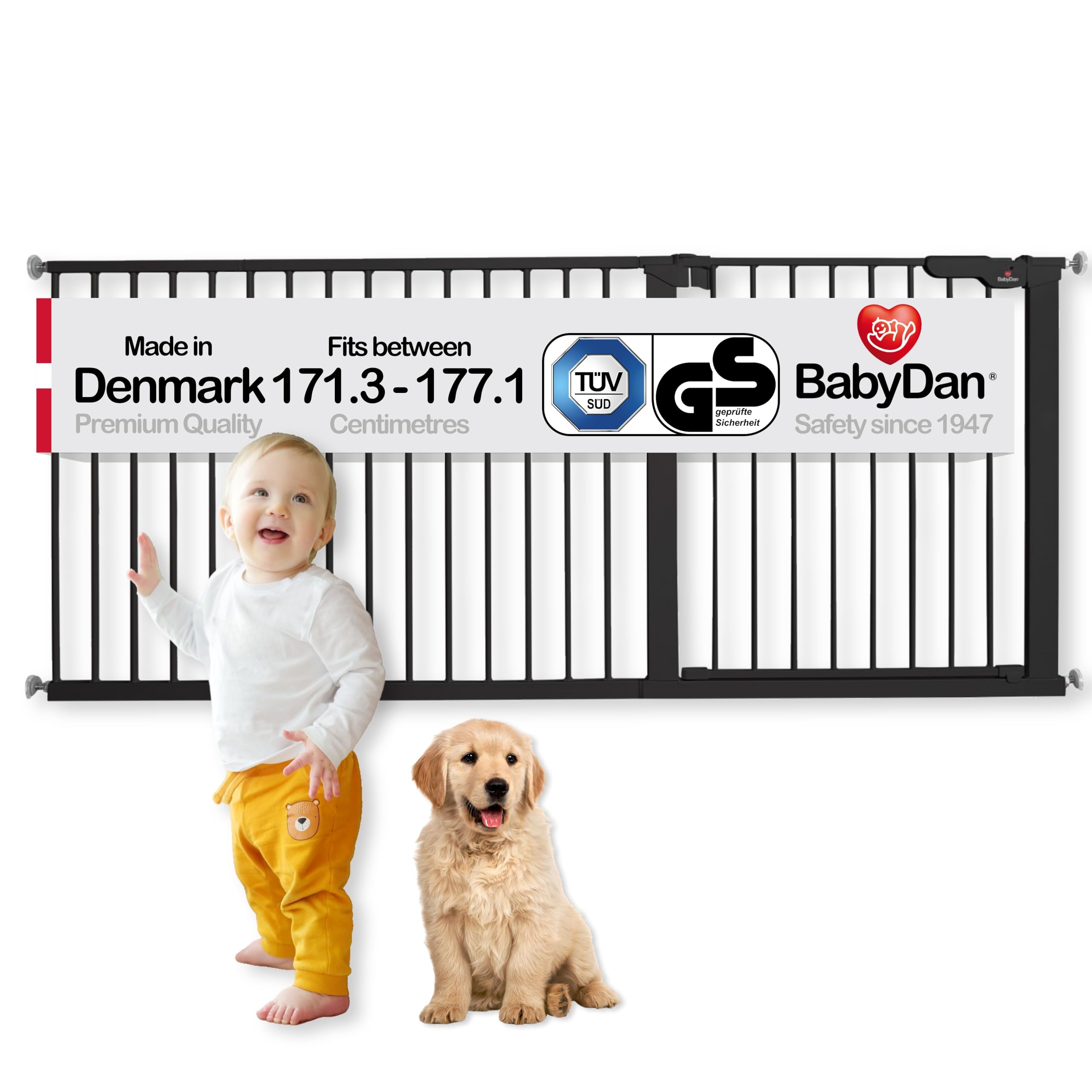 BabyDan Premier, Pressure Fit Stair Gate, 73.5-93.3 cm, Baby Gate/Safety Gate, Metal, White, Made in Denmark - (Pet Gate/Dog gate) — view 23